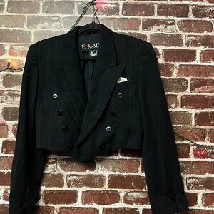 Vintage ESCADA Margaretha Ley Cropped Pinstripe Blazer - Size 36